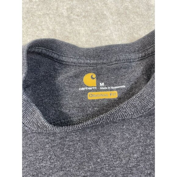 Carhartt Short Sleeve T Shirt Mens Medium Gray Original Fit Yellow Logo Casual - Picture 4 of 9